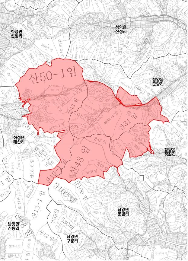 2. 충청남도 산림자원연구소 이전 조성사업 예정지 토지거래허가구역 지정(지형도면)
