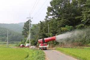 청양군 갈색날개매미충 공동방제로 방제효과 거양